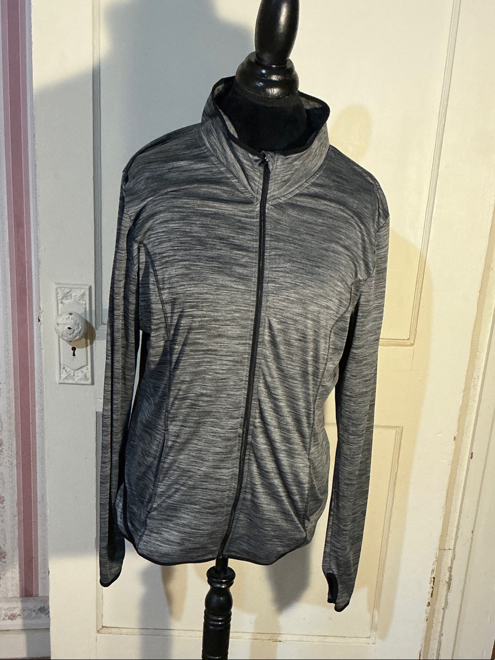 Danskin Heathered Gray Full-Zip Utility Jacket